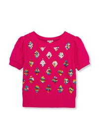 Short Sleeve Cable Sweater