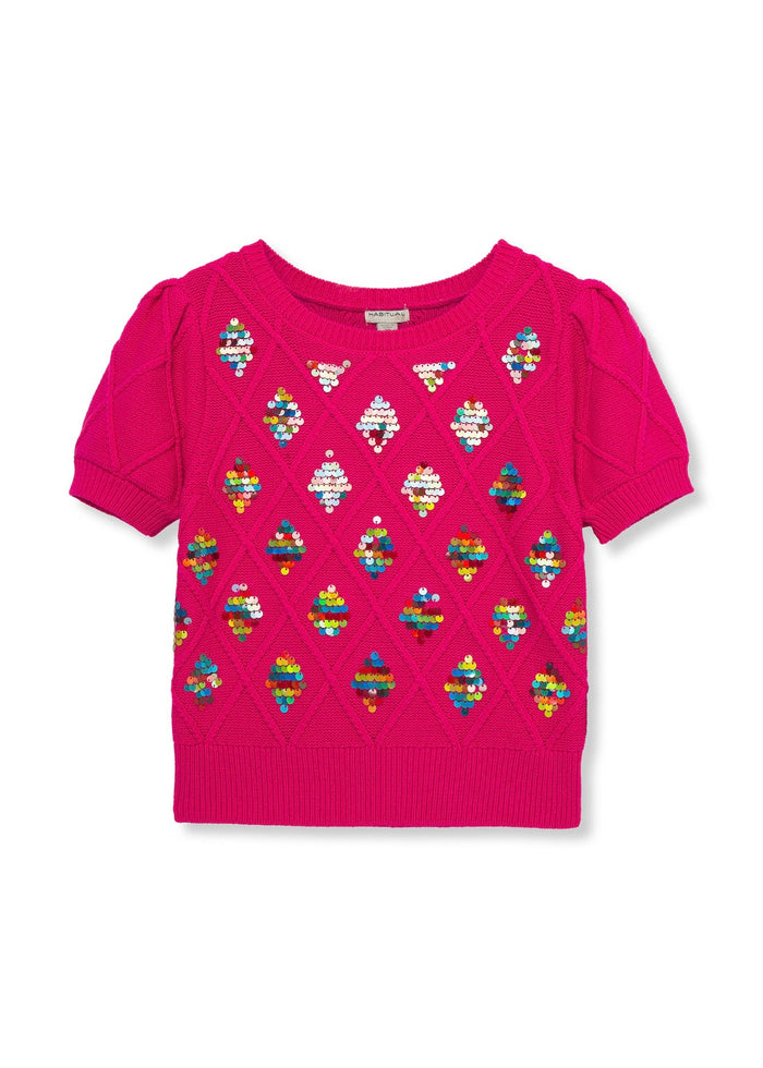 Short Sleeve Cable Sweater