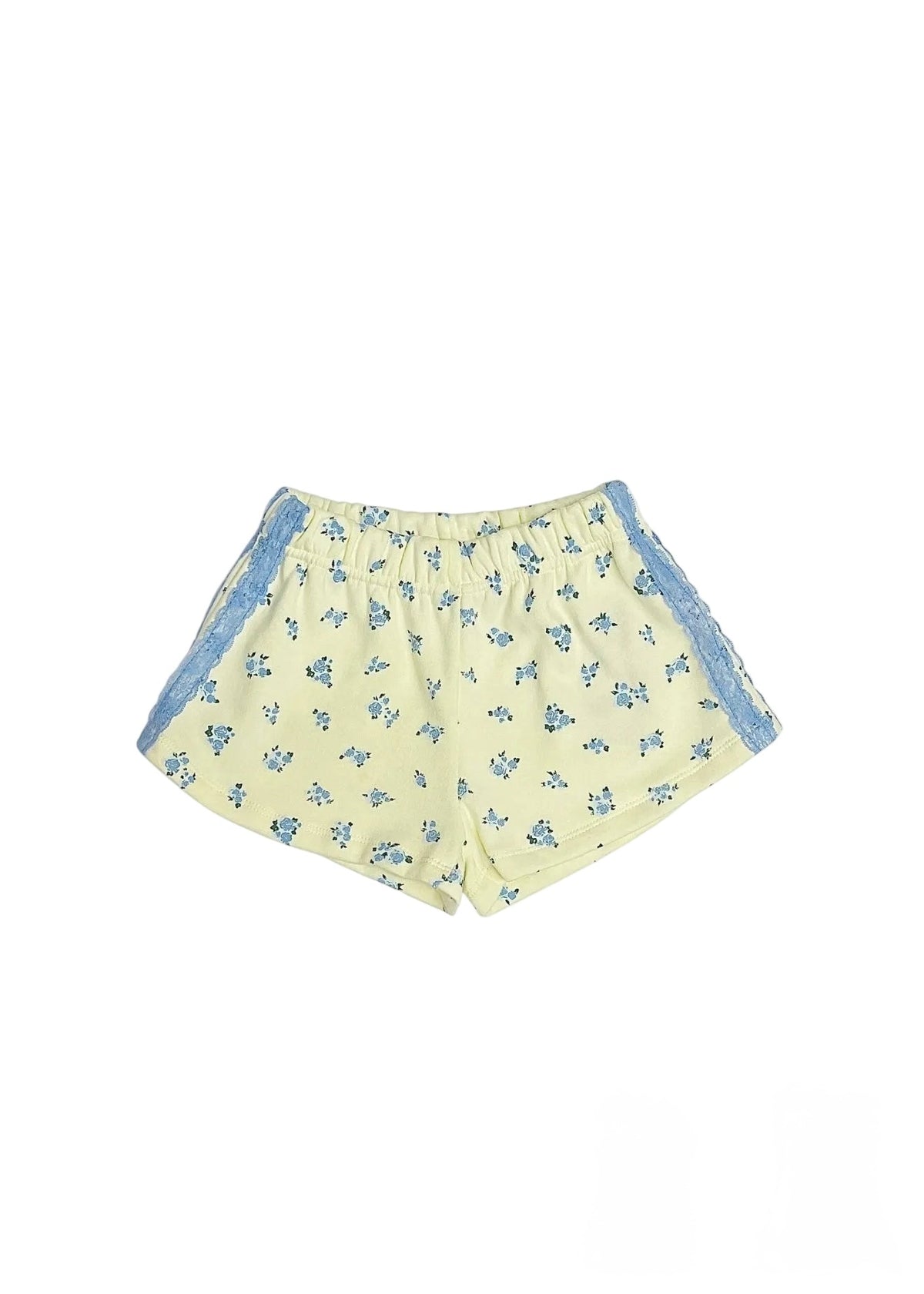 Butter Yellow Blue Rose Shorts