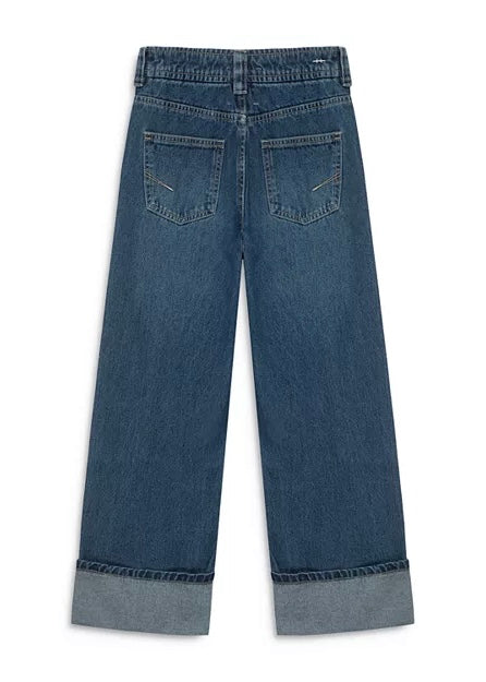 Wide Leg Cuffed Jeans