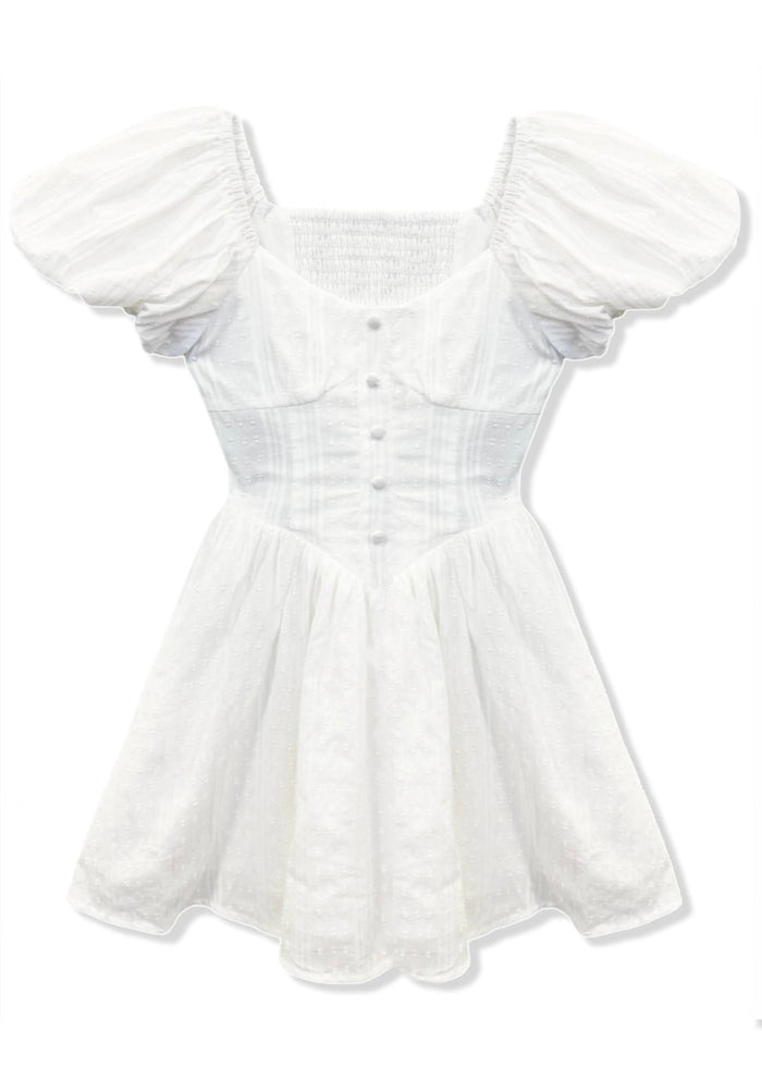 Greta White Cottage Core Dress