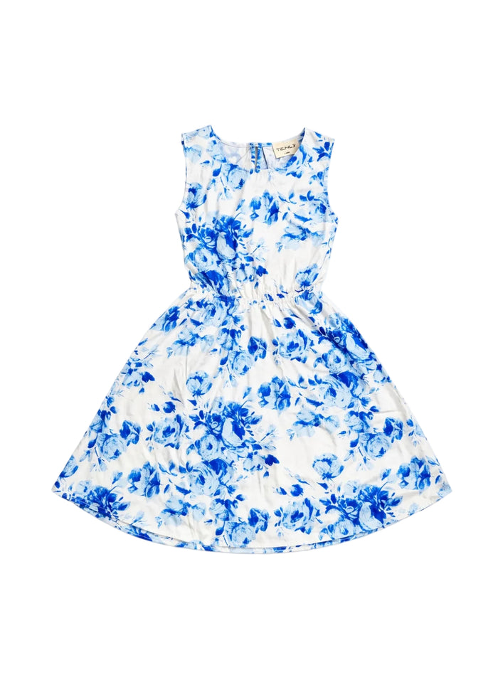 Tenly Deja Blu Floral Tie Back Dress for Tweens
