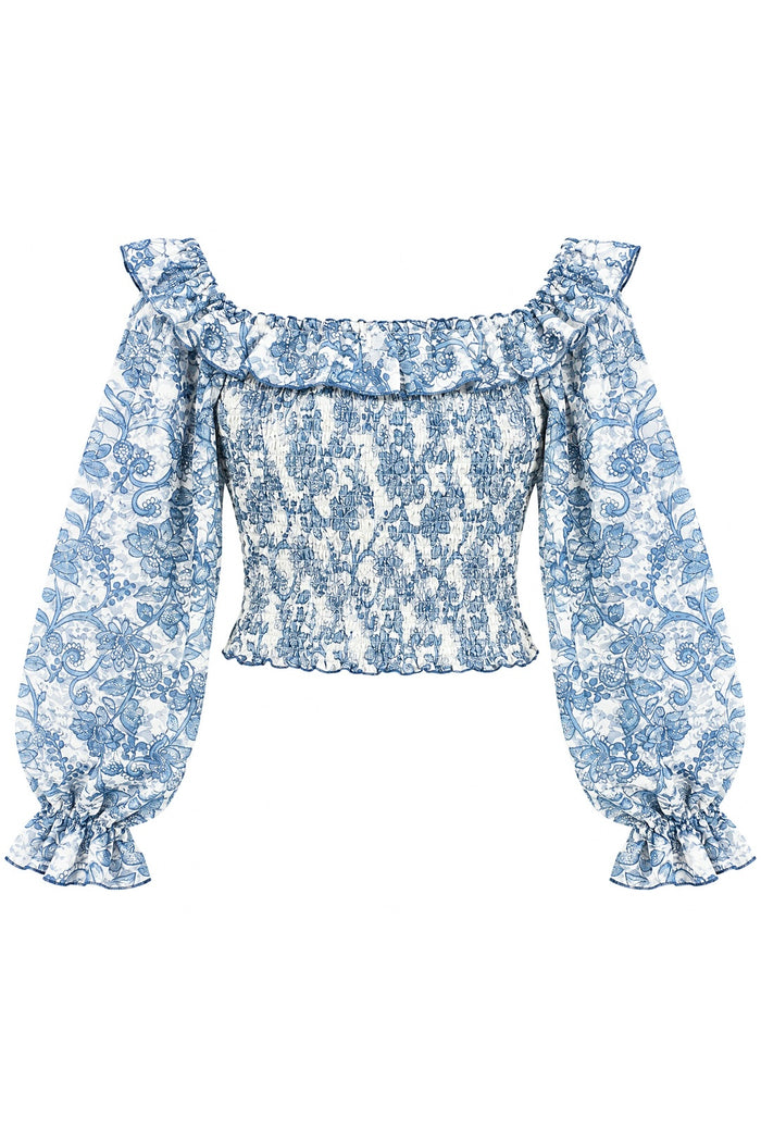 Tween Josephine Top-Baby Blue Lacey Floral