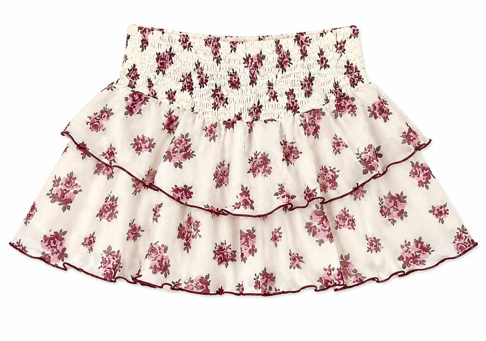 Burgundy Rose Ruffle Skort