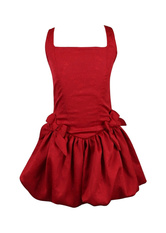 Flower Embossed Bow Dress