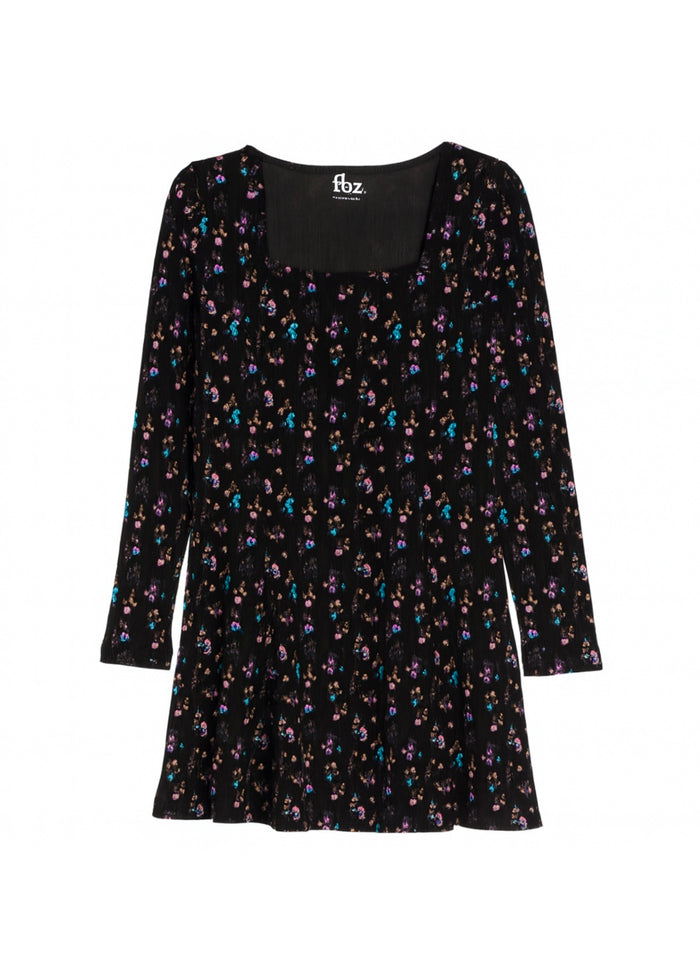 Black Long Sleeve Floral Dress