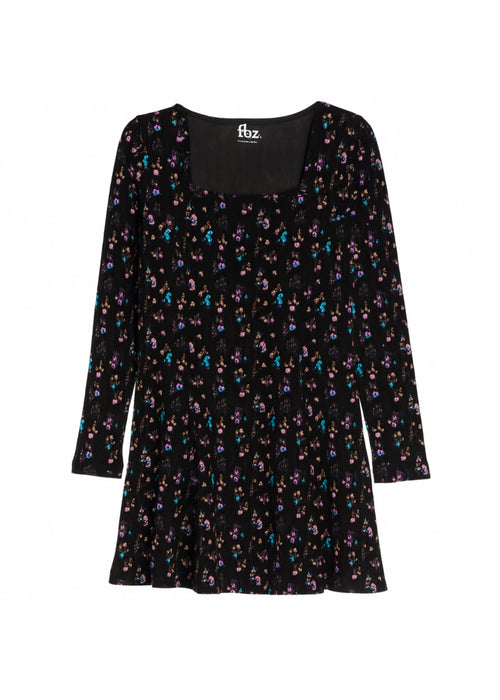 Black Long Sleeve Floral Dress
