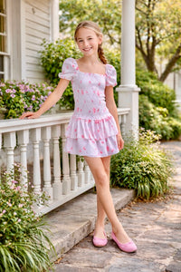 Lexi Floral Satin Dress - White Or Pink Floral