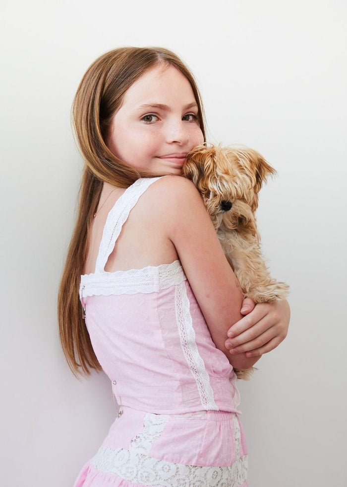Skylar Pink Heart And Lace Tank