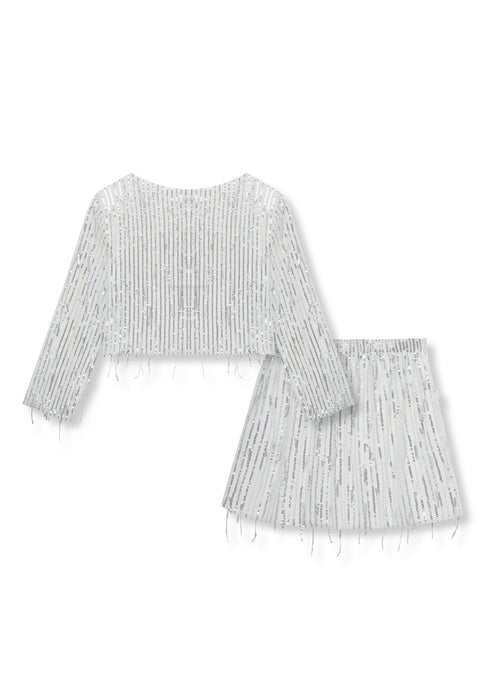 Sequin Fringe Skirt Set