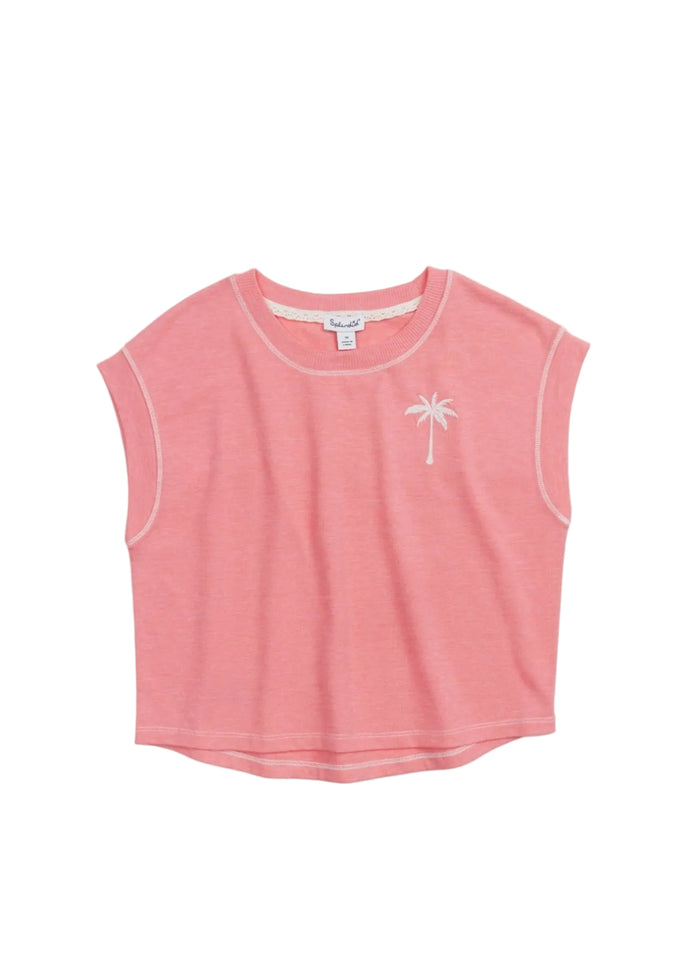 Splendid Girls Tropical Palm Embroidered Tee