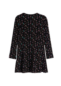 Black Long Sleeve Floral Dress