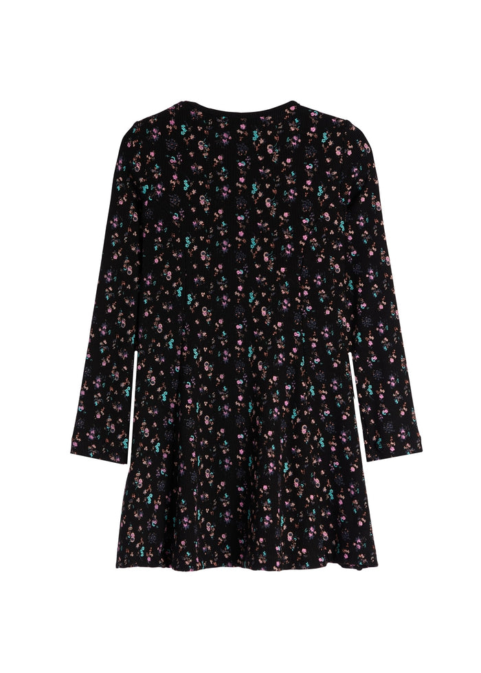 Black Long Sleeve Floral Dress
