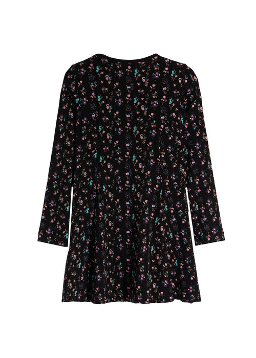 Black Long Sleeve Floral Dress