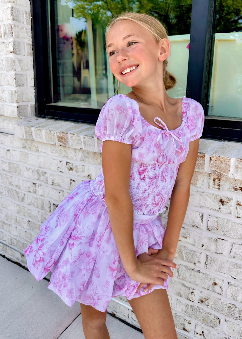 Pink Floral Smocked Top