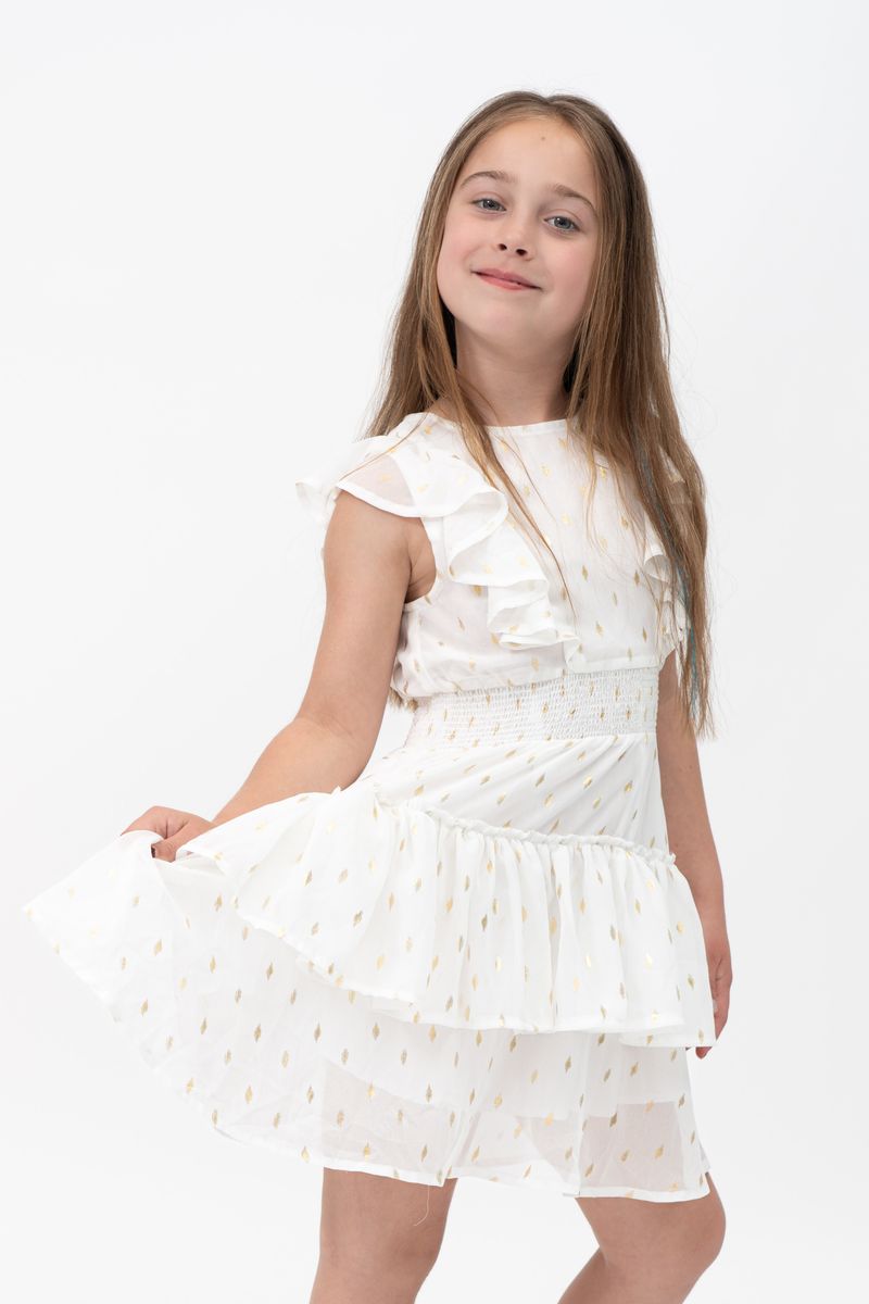 Gold Dust Ruffle Dress