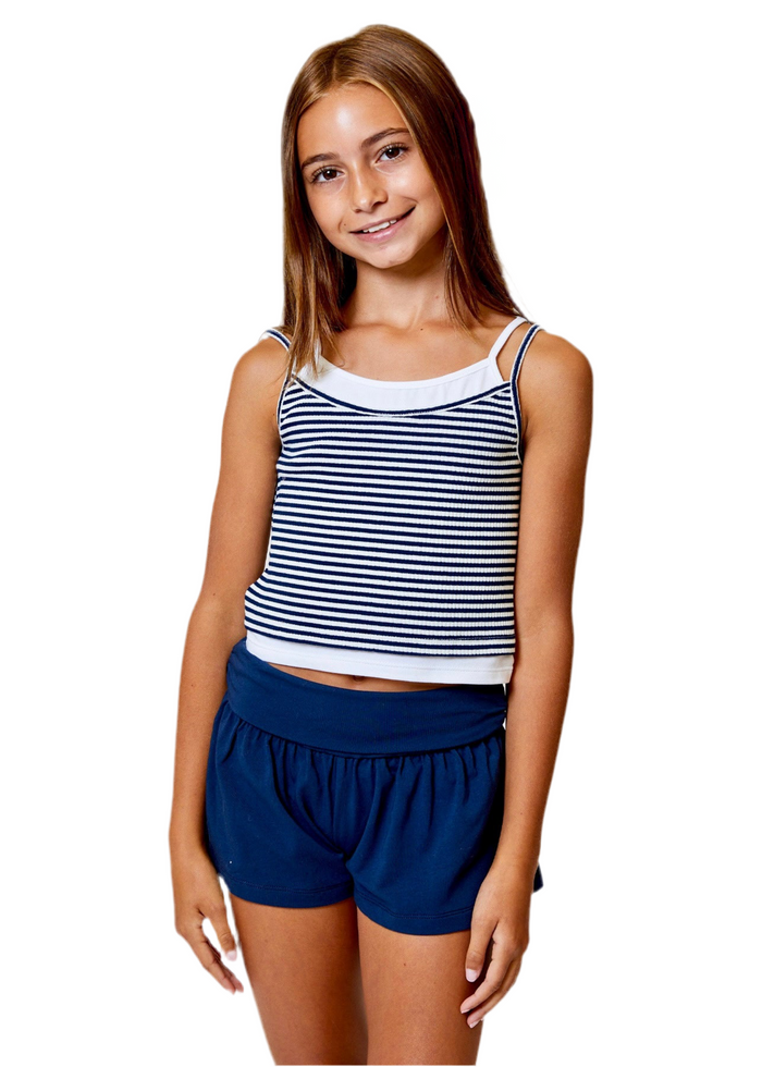 Navy And White Striped Layer Tank