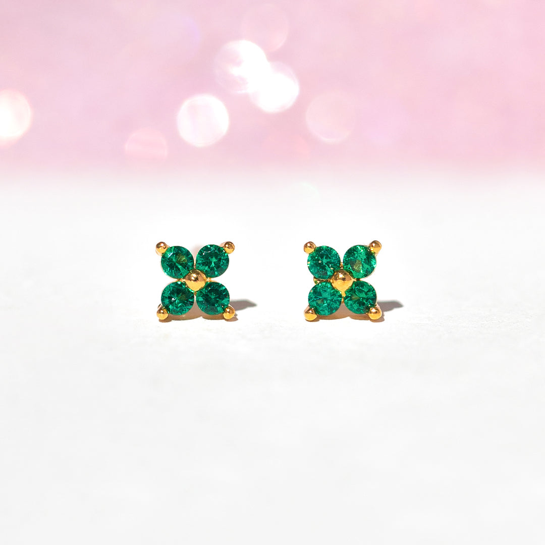Tiny Emerald Cluster Studs