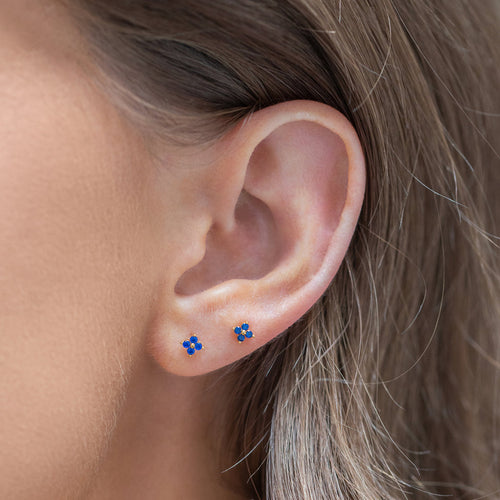 Tiny Sapphire Cluster Studs