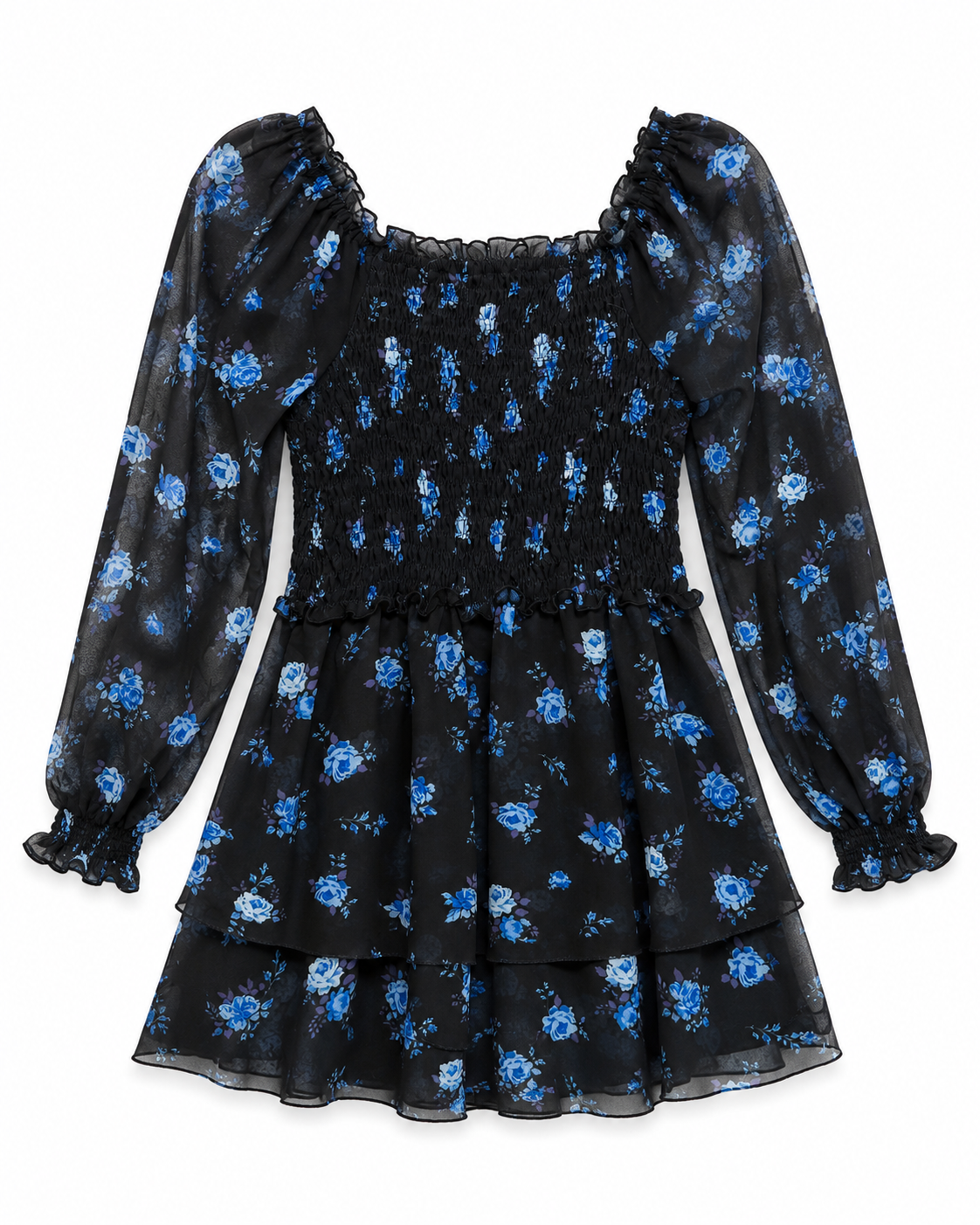 Blair Navy & Blue Floral Chiffon Dress
