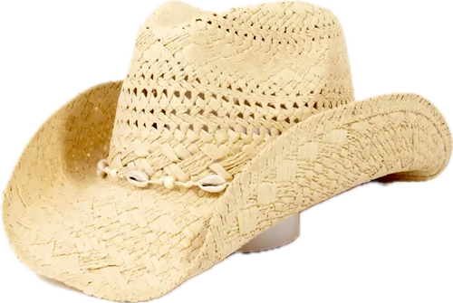 Straw Cowrie Shell Cowboy Hat