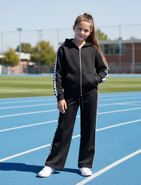 Side Stripe Heart Zip Hoodie