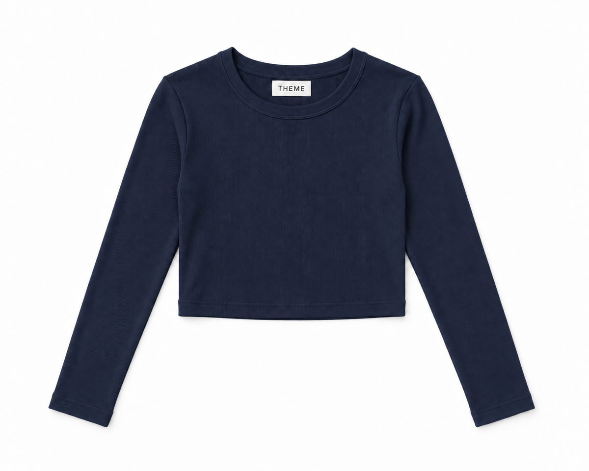 Sloane Ribbed Heart Top-Navy
