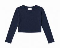 Sloane Ribbed Heart Top-Navy