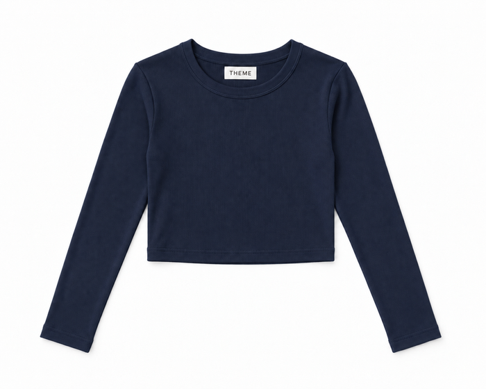 Sloane Ribbed Heart Top-Navy