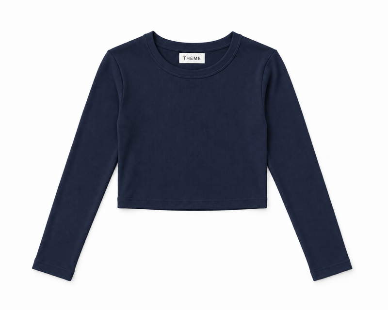 Sloane Ribbed Heart Top-Navy