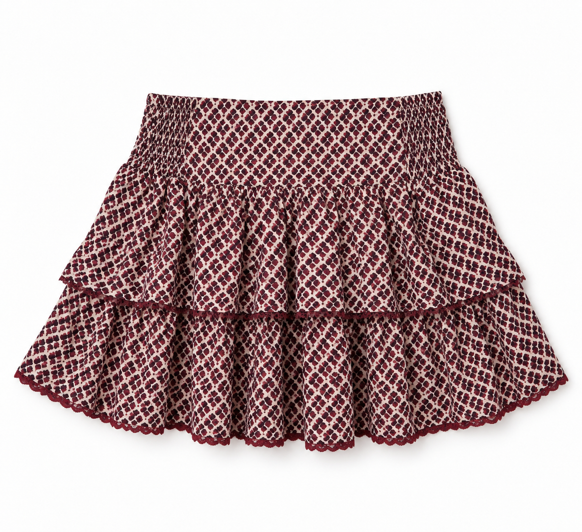 Tenly Frosted Cranberry Ruffle Skirt