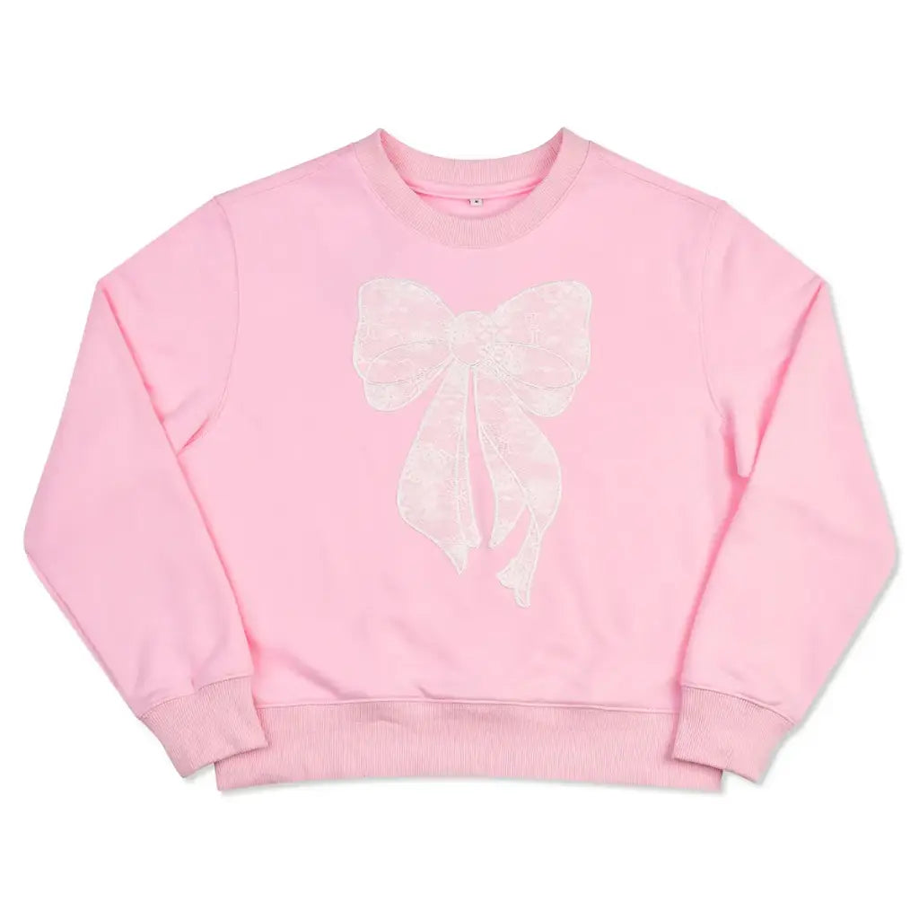Iscream Lace Bow Pink Sweatshirt
