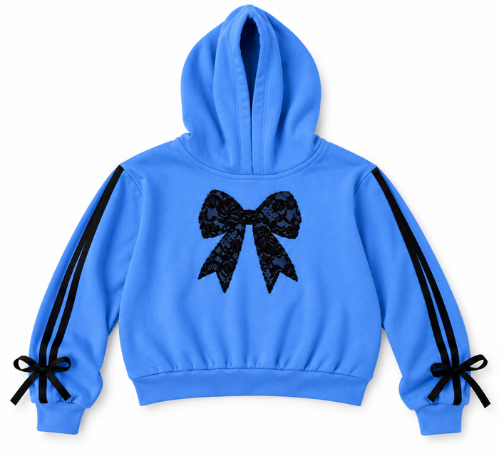 Bow Stripe Boxy Crop Hoodie