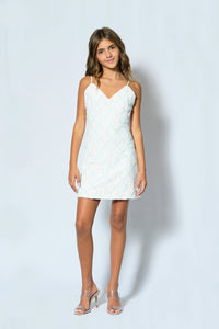 Etta Sequin Lattice Bow Dress