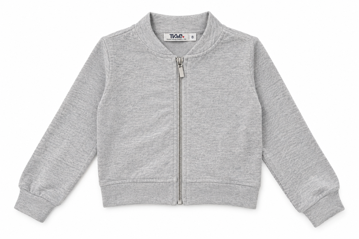 Heather Gray Hacci Zip-Up Sweater
