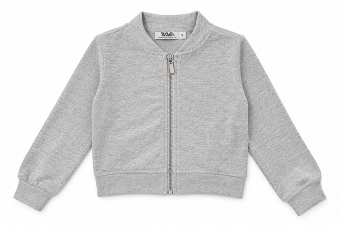 Heather Gray Hacci Zip-Up Sweater