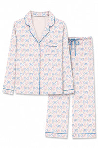 Junior Maia Printed Lounge Set-Blue Watercolor Ribbon
