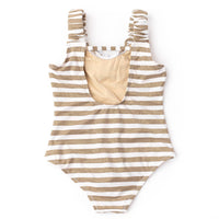 Gold Stripe Shimmer Lace Up One Piece