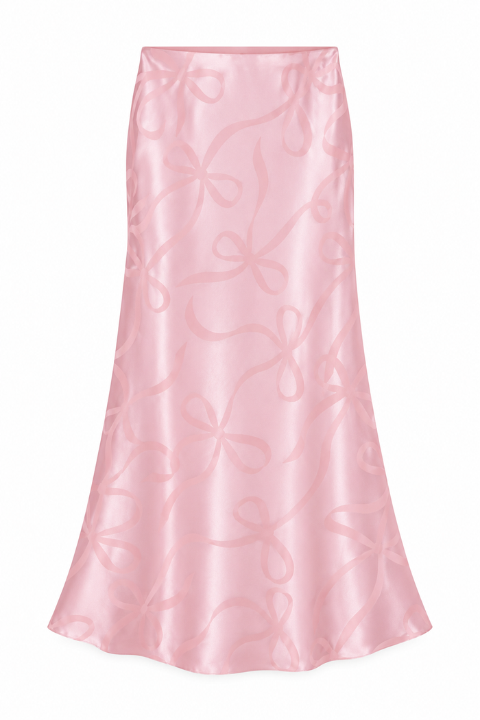 Tween Anastasia Maxi Skirt – Baby Pink Bow Jacquard