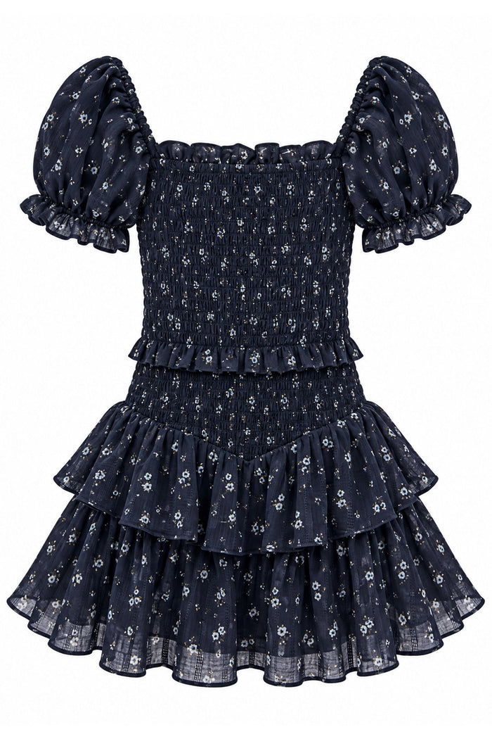 Tween Lainey Dress-Evening Blue Garden Bloom