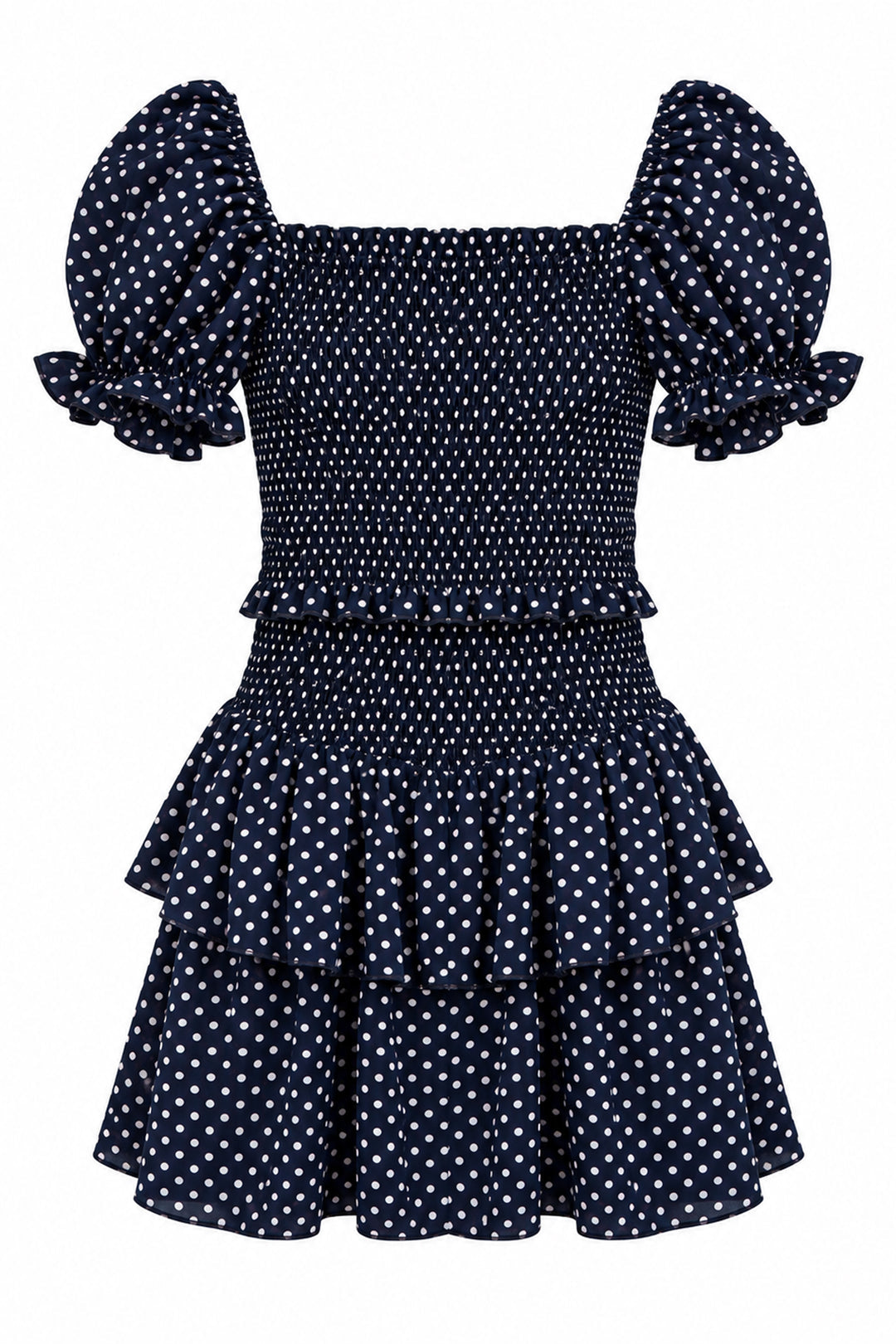 Tween Lainey Dress-Evening Blue And Baby Pink Polka Dot