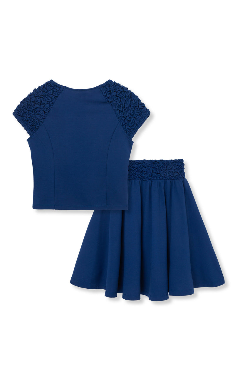 Navy High-Low Skirt Set