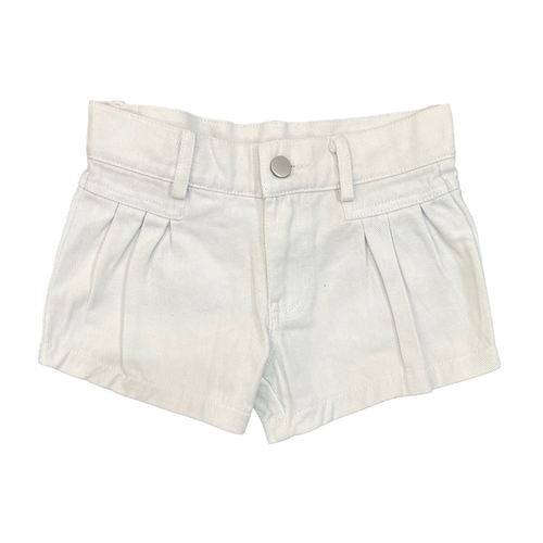 White Pleated Denim Short