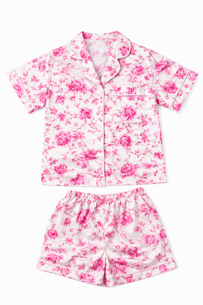 Pink Floral Silky Lounge Set