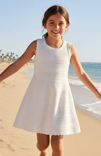 Cali Crochet Girls Swim Coverup Dress | White Beach Coverup