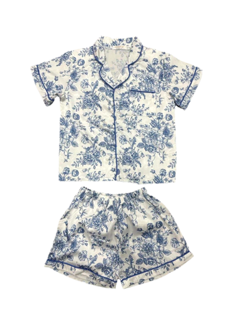 Blue Floral Smocked Top