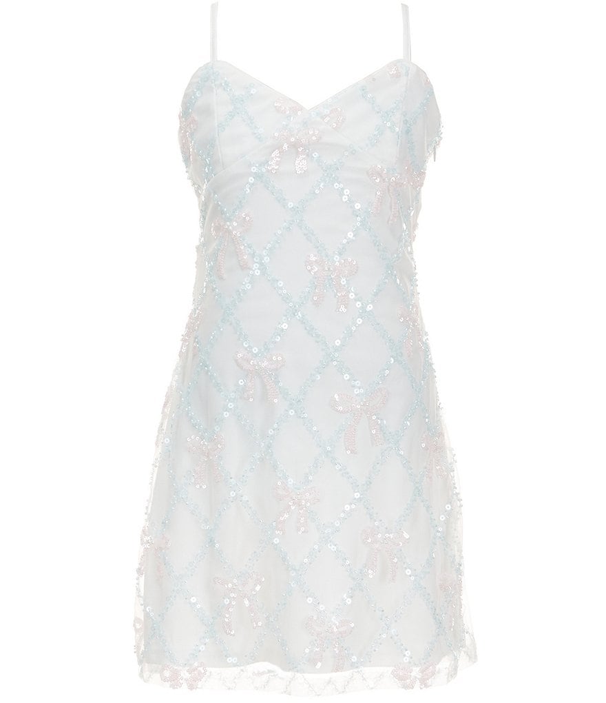 Etta Sequin Lattice Bow Dress