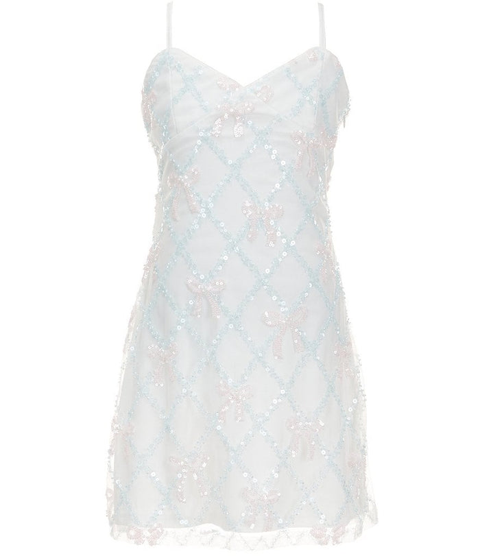 Etta Sequin Lattice Bow Dress