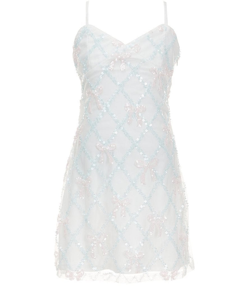 Etta Sequin Lattice Bow Dress