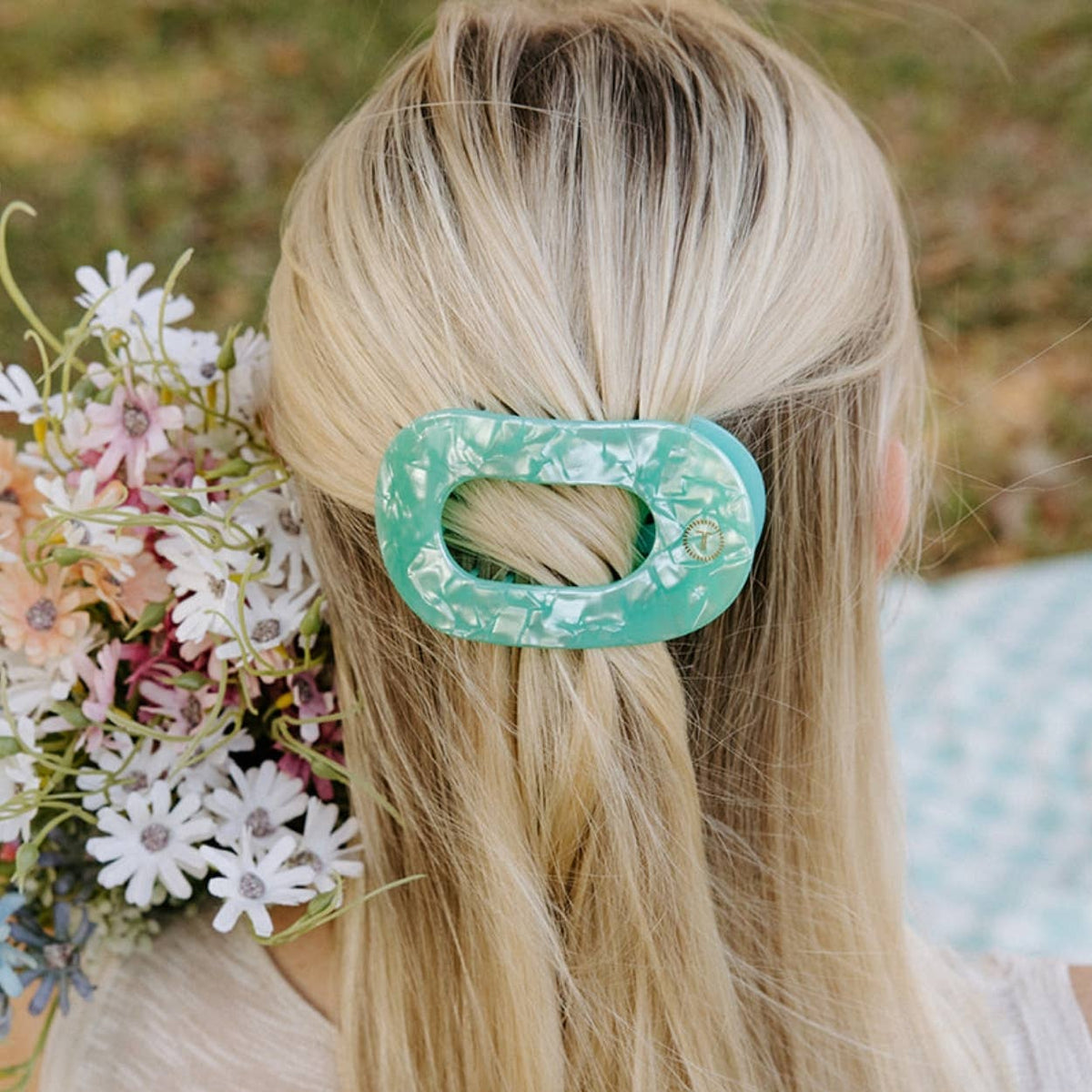 Flat Round Hair Clip | Medium | Spring Splash